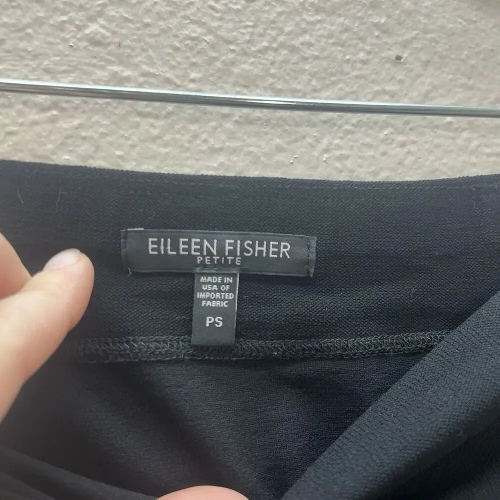 Eileen Fisher Pencil Skirt Mini Black SZ P‎ S Minimalist Classic Career Timeless